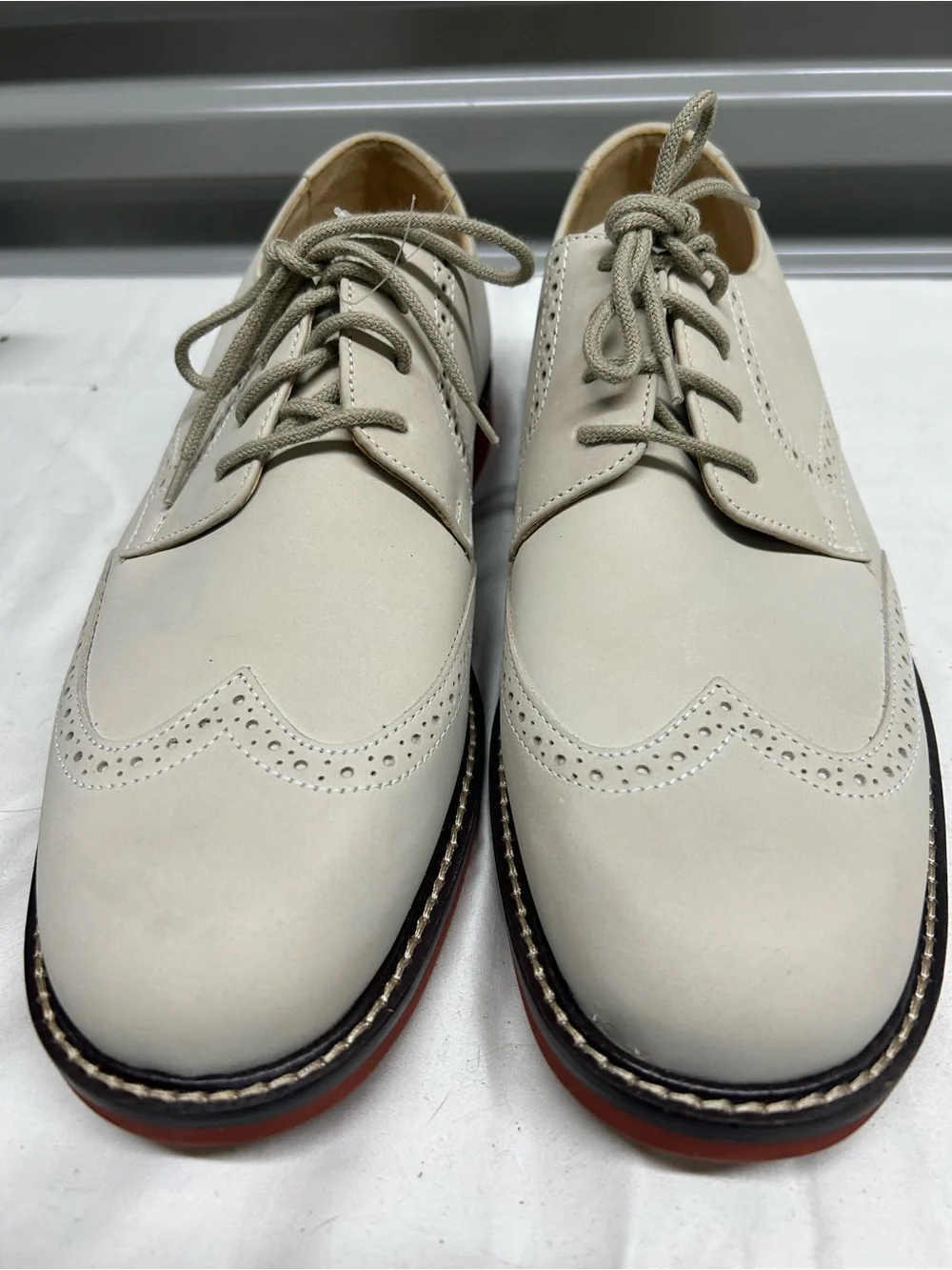 Johnston & Murphy Men's Beige Wingtip Derby Oxfords